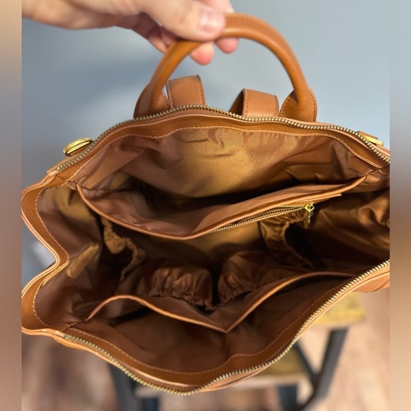Fawn Design Brown Faux Leather Backpack Set with Gold Accents. main image 10
